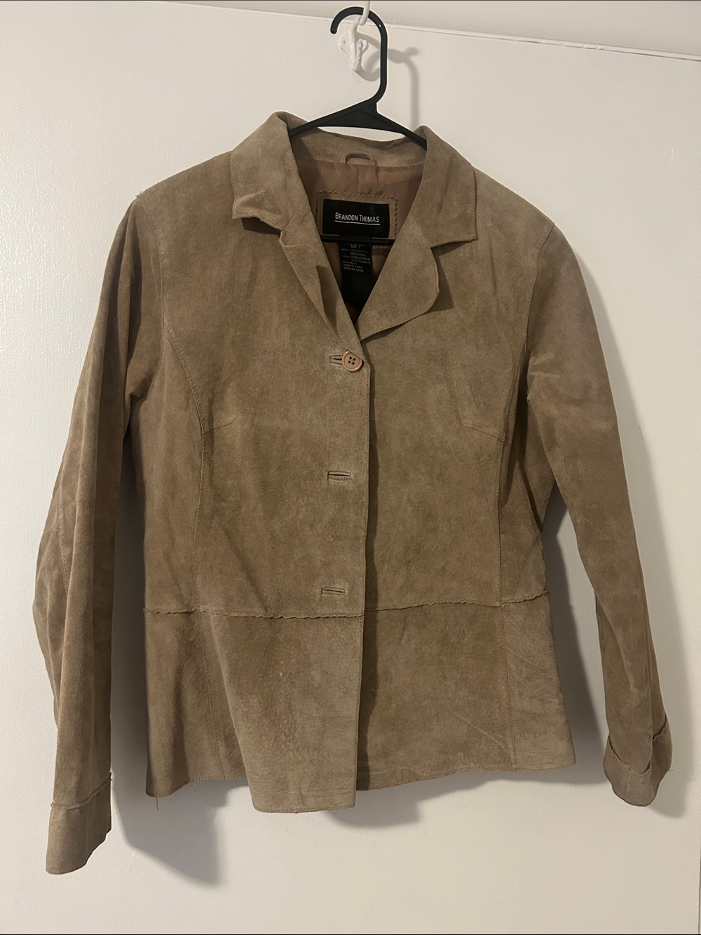 Brandon Thomas Taupe Suede Button Up Jacket